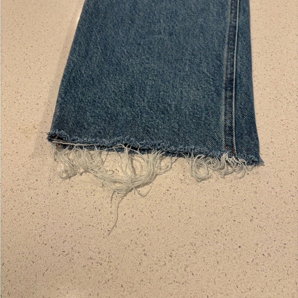 Express Blue Straight Distressed Jeans, size 8 - Picture 2 of 10